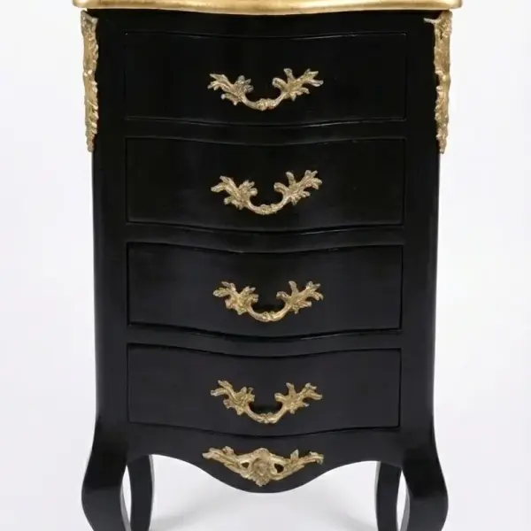 MACE Heritage – Luxurious Baroque Chest in Black & Gold – 4 Drawers – Handcrafted