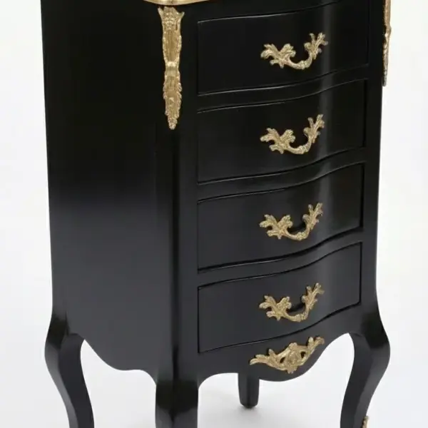 MACE Heritage – Luxurious Baroque Chest in Black & Gold – 4 Drawers – Handcrafted
