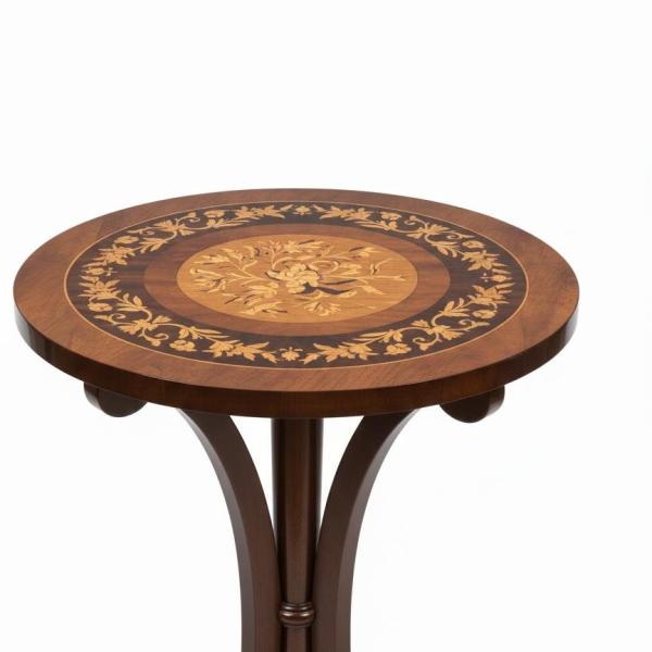 MACE Heritage - Englischer Holz Beistelltisch - Farbe braun - Massivholz - Handgefertigt - Intarsien - Durchmesser 55cm