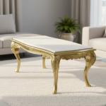 MACE Heritage – Bespoke Solid Brass Coffee Table with Natural Marble Top, Lion Claw Feet