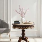 MACE Heritage - Barocke Beistelltisch LOUIS XVI - Beige Marmor - Braun Farbe - Messing