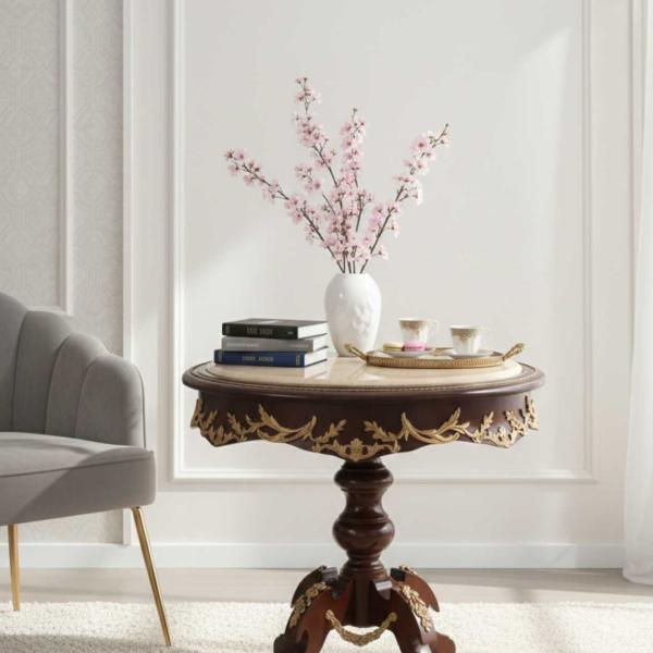 MACE Heritage - Barocke Beistelltisch LOUIS XVI - Beige Marmor - Braun Farbe - Messing