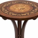 MACE Heritage - Englischer Holz Beistelltisch - Farbe braun - Massivholz - Handgefertigt - Intarsien - Durchmesser 55cm