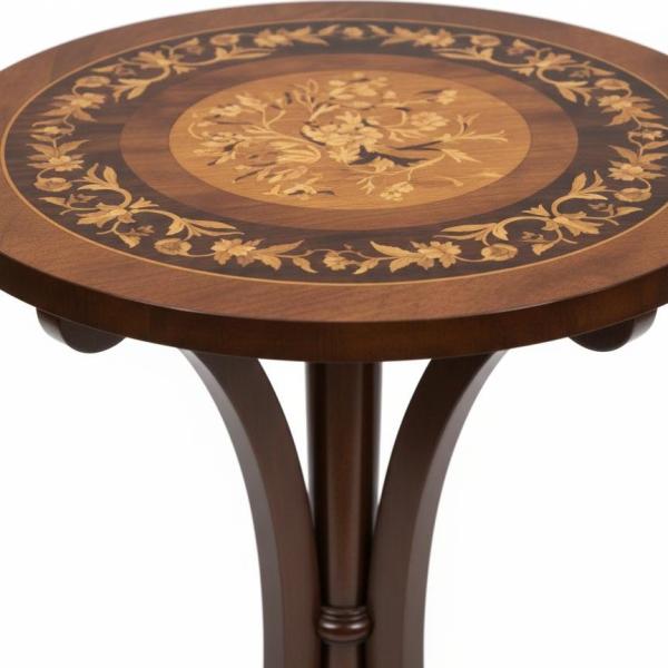 MACE Heritage - Englischer Holz Beistelltisch - Farbe braun - Massivholz - Handgefertigt - Intarsien - Durchmesser 55cm