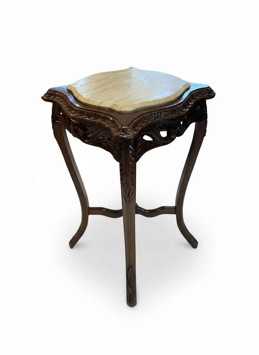 MACE-Baroque brown table-Beige marble top-Handmade-Classical furniture