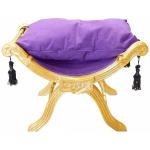 Barocke Sitzhocker Bank - Degobart - Lila Samtstoff - Vergoldetes Holz - MACE