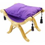 Barocke Sitzhocker Bank - Degobart - Lila Samtstoff - Vergoldetes Holz - MACE