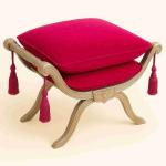 Barocke Sitzhocker Bank - Degobart - Samtstoff Rose fuchsia - Holz Silber - MACE