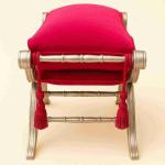 Barocke Sitzhocker Bank - Degobart - Samtstoff Rose fuchsia - Holz Silber - MACE