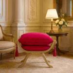 Barocke Sitzhocker Bank - Degobart - Samtstoff Rose fuchsia - Holz Silber - MACE