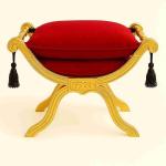 Barocke Sitzhockerbank - Degobart - Schwarzer Samtstoff - Vergoldetes Holz - MACE