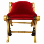 Barocke Sitzhockerbank - Degobart - Schwarzer Samtstoff - Vergoldetes Holz - MACE