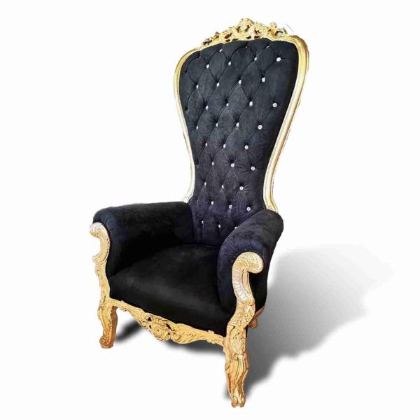 Luxuriöser Thronsessel der Serie MACE Marvellous in edlem Schwarz/Gold - Thronsessel - 190 cm hoch