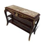 MACE Heritage - Barock TV-Tisch-Braun Farbe-Messing-Zwei Schubladen-Zwei Holzeinlegeböden - Marmorplatte - Intarsien - Barock Möbel - 110cm Breite