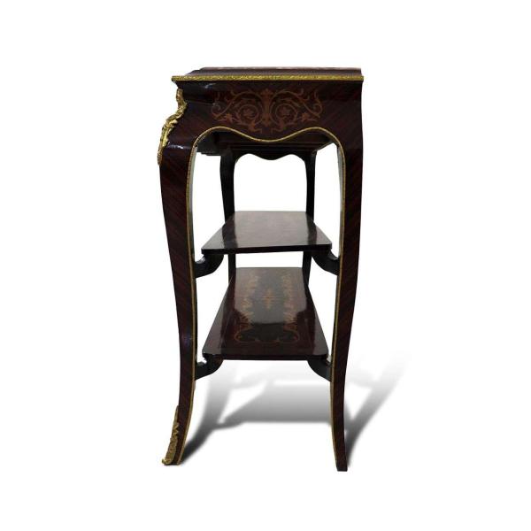 MACE Heritage - Barock TV-Tisch-Braun Farbe-Messing-Zwei Schubladen-Zwei Holzeinlegeböden - Marmorplatte - Intarsien - Barock Möbel - 110cm Breite