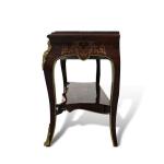 MACE - Baroque TV table - Brown color - Brass - Three drawers - One wooden shelf - Wood top surface - Marquetry - Baroque furniture - 122cm width