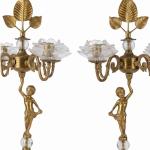 MACE Heritage – Engel-Kandelaber Set aus massivem Messing in Antikgold mit Glasblüten
