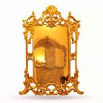 Baroque Golden Console with beige marble and mirror frame antique style