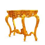 Baroque Golden Console with beige marble and mirror frame antique style