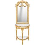 Barock Louis XVI- Halbkreis-Konsole - Spiegel+Konsole - Gold - Weißer Marmor - Klassische Möbel - Wohnzimmermöbel - MACE