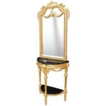 Barock Louis XVI- Halbkreis-Konsole - Spiegel+Konsole - Gold - Weißer Marmor - Klassische Möbel - Wohnzimmermöbel - MACE