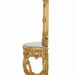 MACE-Barock-Gold-Konsole-Handgefertigt-Massivholz-Spiegel-Beige Marmorplatte-Wohnzimmer-Halle-Klassikmöbel-H 225cm