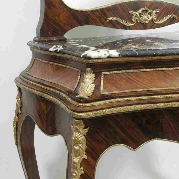 MACE Heritage – Barock Konsolentisch mit Spiegel – Echtholz, Marmorplatte & goldene Verzierungen – Luxus Louis-Stil Set