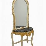Barocke Konsole - Stil Louis XVI - Klassische Möbel - Weiß/Goldfarbe - Beigefarbener Marmor - MACE