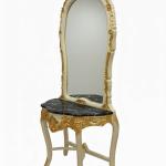 Barocke Konsole - Stil Louis XVI - Klassische Möbel - Weiß/Goldfarbe - Beigefarbener Marmor - MACE