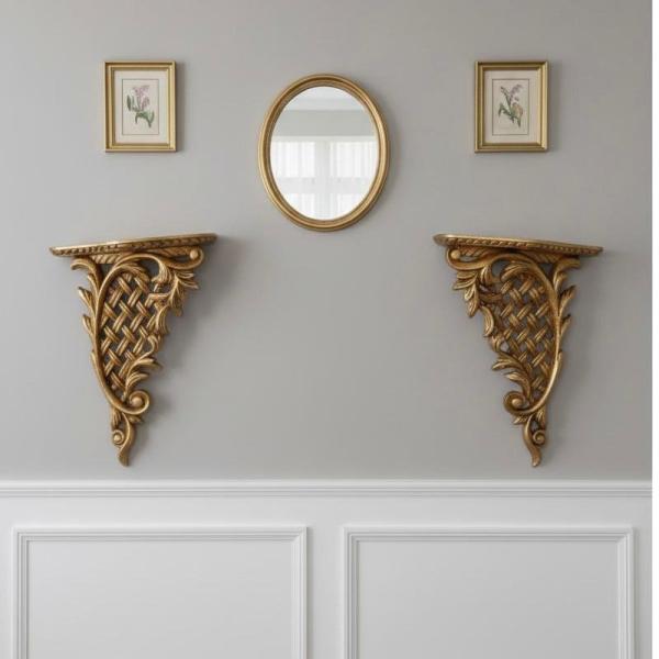 MACE Heritage – Barocke Wandkonsole im Goldfinish mit handgeschnitzten Rococo-Ornamenten