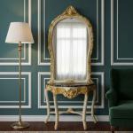 Barocke Konsole - Stil Louis XVI - Klassische Möbel - Weiß/Goldfarbe - Beigefarbener Marmor - MACE