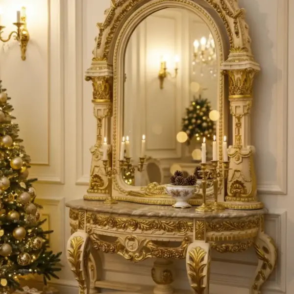 MACE Heritage – Monumental Baroque Mirror with Console Table and Marble Top