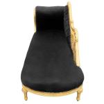 Baroque large swan chaise lounge - Black velvet fabric - Gold wood frame - Handmade - MAC