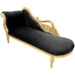 Baroque large swan chaise lounge - Black velvet fabric - Gold wood frame - Handmade - MAC