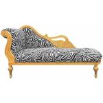 Baroque large swan chaise lounge - Zebra fabric - Gold wood frame - Handmade - MAC