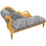 Baroque large swan chaise lounge - Zebra fabric - Gold wood frame - Handmade - MAC