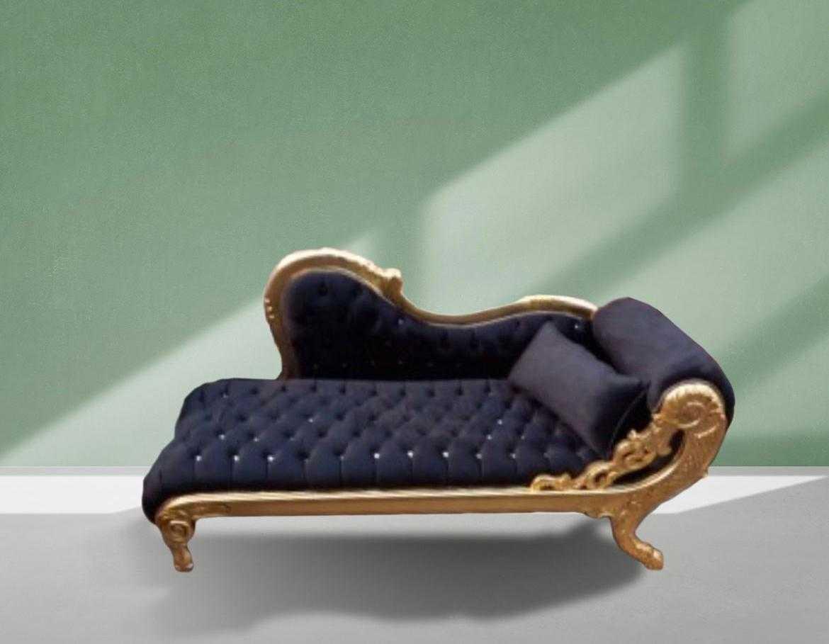 Luxury Baroque chaiselounge -Black velvet fabric - Gold frame - For all rooms - MACE