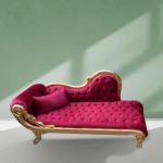 Luxury Baroque chaiselounge -Red velvet fabric - Gold frame - For all rooms - MACE