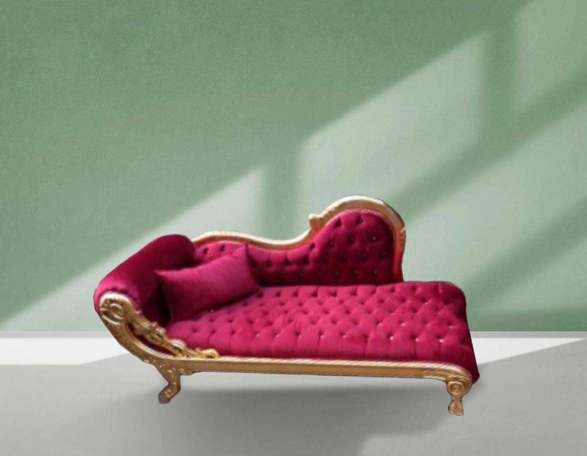 Luxury Baroque chaiselounge -Red velvet fabric - Gold frame - For all rooms - MACE