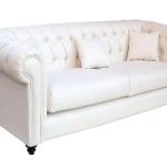 Dreisitzer im Chesterfield-Stil - Weißes Kunstleder - Weiße Farbe - Möbel für das Wohnzimmer