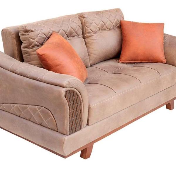 Modernes Samtsofa, Dreisitzer, inkl. Kissen