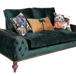 Modern sofa two seaters, Velvet fabric high quality materials, Dark green