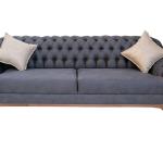 Modernes Sofa Chesterfield - Drei-Sitzer-Sofa - Dunkelgrau - Samtstoff - Wohnzimmermöbel - MACE