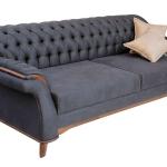 Modernes Sofa Chesterfield - Drei-Sitzer-Sofa - Dunkelgrau - Samtstoff - Wohnzimmermöbel - MACE