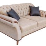 Buttoned Modern two seaters, light coffee colour, Velvet