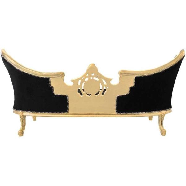 Baroque Luxury Style Napoleon III - Medallion - Gold/Black - Classic Furniture - Living Room Furniture - Black Velvet - Three Seater - MACE