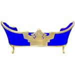 Baroque Luxury Style Napoleon III - Medallion - Gold/Blue - Classic Furniture - Living Room Furniture - Blue velvet fabric - Three Seater - MACE