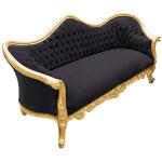 Baroque luxury Napoleon III style - Gold/Black - Classic furniture - Living room furniture - Black leather - Three seater - 210cm - MACE