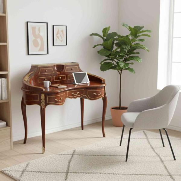 MACE Heritage – Baroque Secretary Desk in Solid Wood with Brass Details