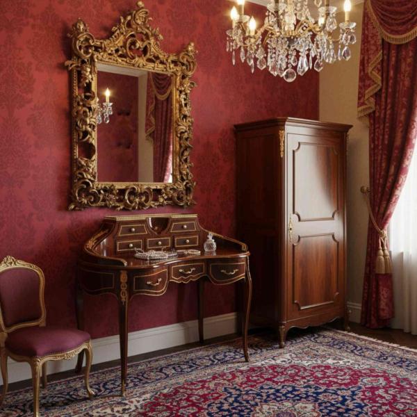 MACE Heritage – Baroque Secretary Desk in Solid Wood with Brass Details